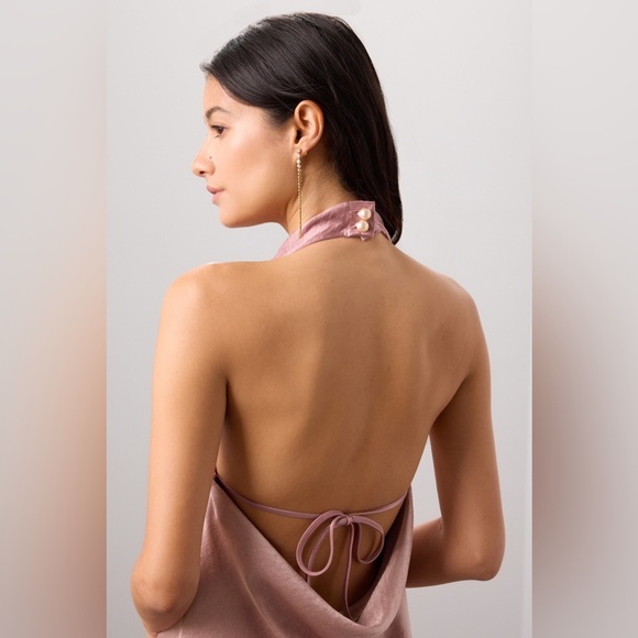 NWOT Vince Halterneck Maxi Dress with Pearl Closure - Picture 4 of 15